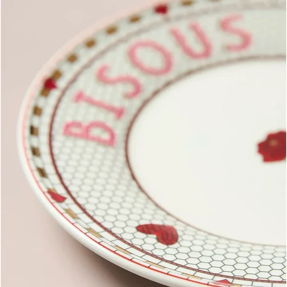 Anthropologie NWT Valentine Bistro Tile Dessert Plate with 24 Karat Gold - Picture 3 of 6